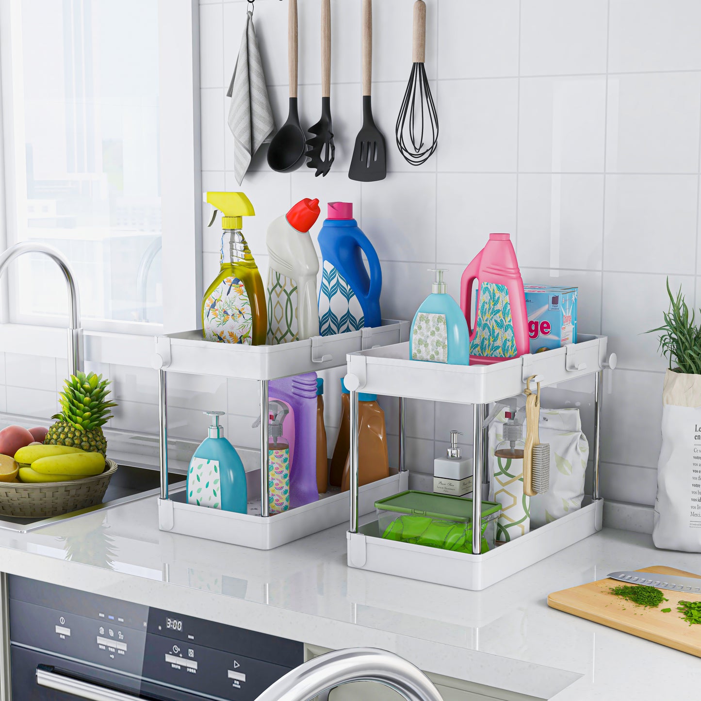 Estante Organizador Blanco de 2 Niveles Pack X 2 Unidades