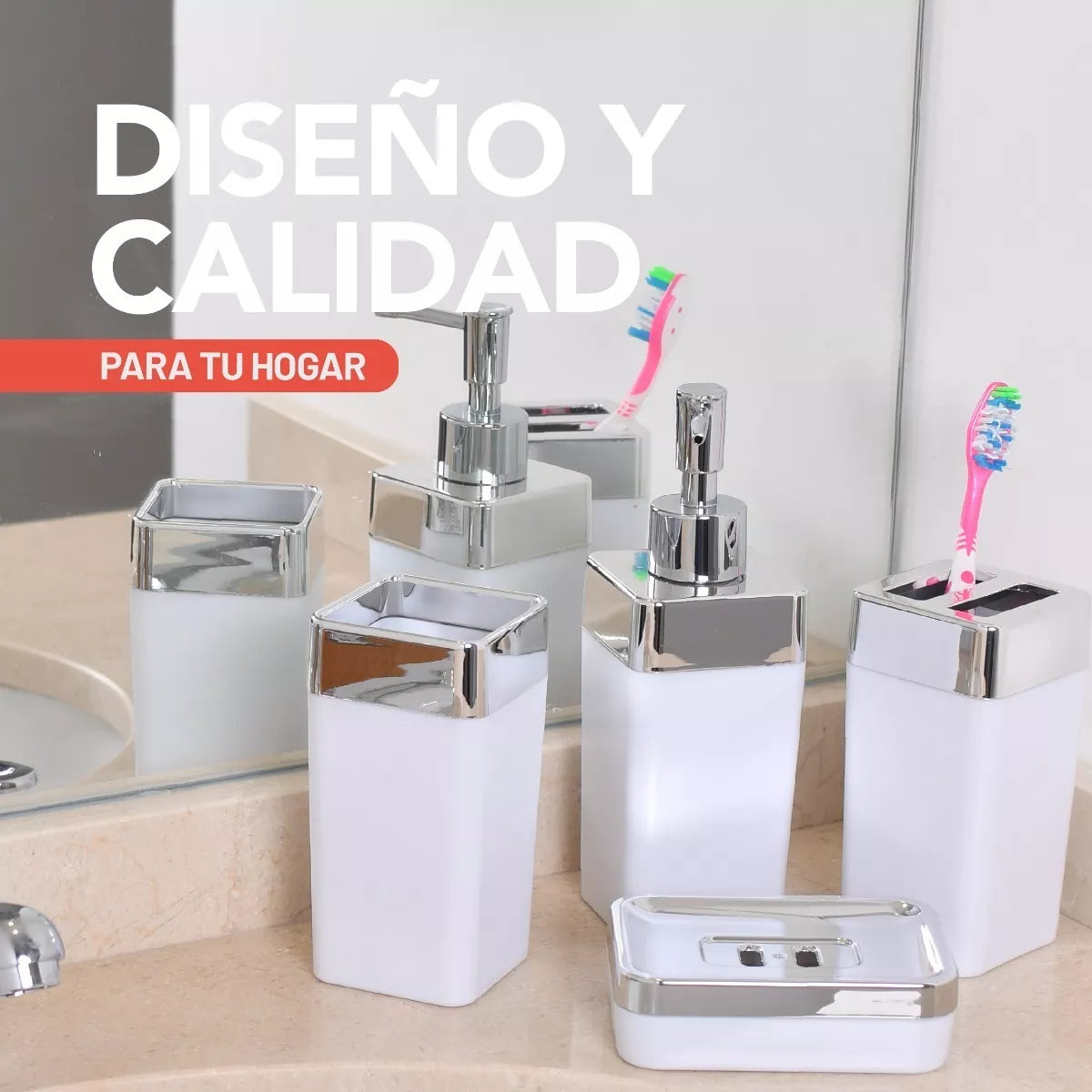 Kit de Baño Blanco 4 Piezas