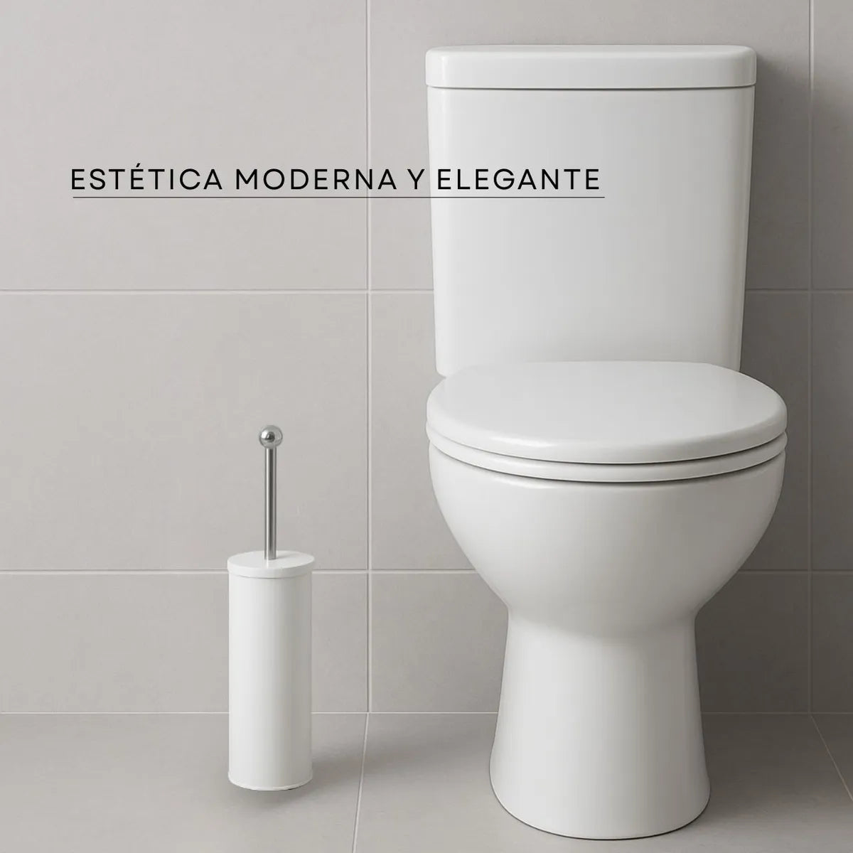 Escobilla Limpia Inodoro Baño Acero Blanco Mate Liso Calidad