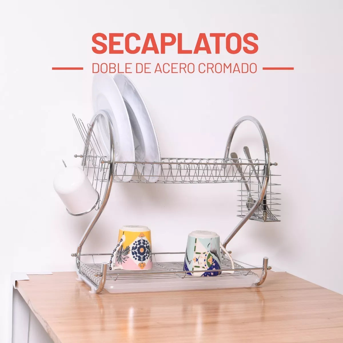 Seca Platos Doble Acero Inoxidable