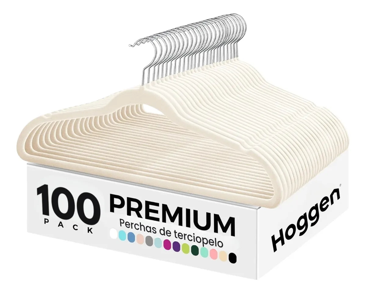 Perchas Terciopelo Adultos Antideslizante Beige X 100 Unidades