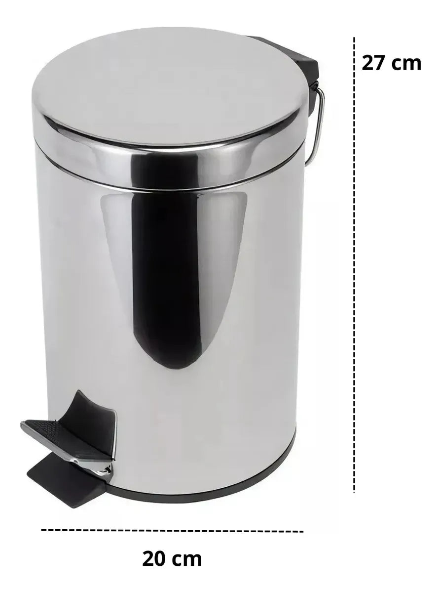 Cesto Tarro Tacho Papelera Con Pedal Acero Inoxidable 5 Lts