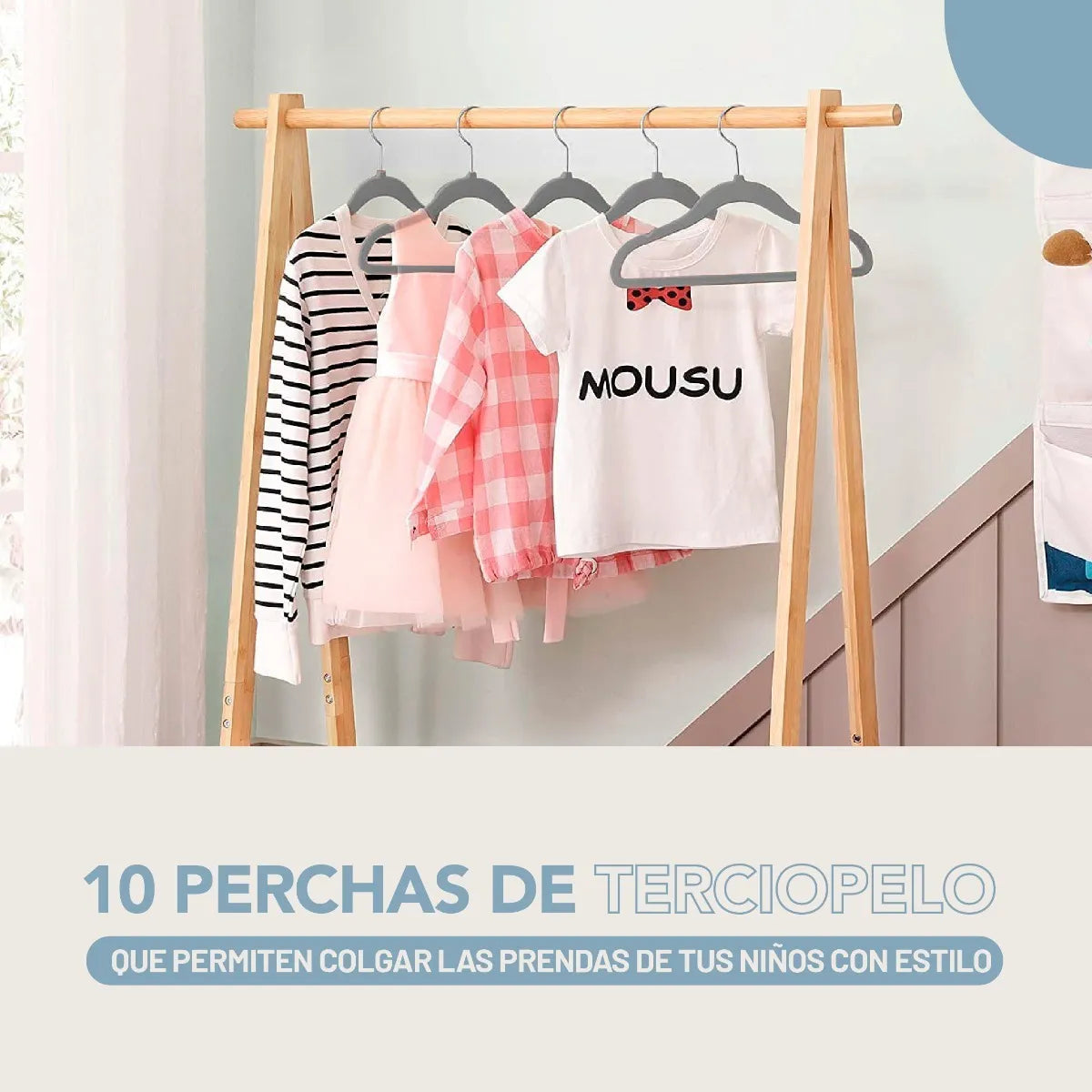 Perchas de Terciopelo Gris para Niños X 50 Unidades