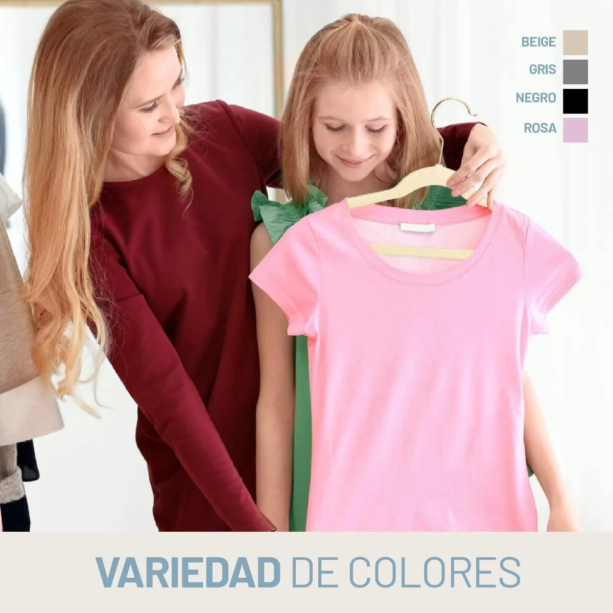 Perchas Terciopelo Kids Beige Niños Antideslizante X 20 Unidades