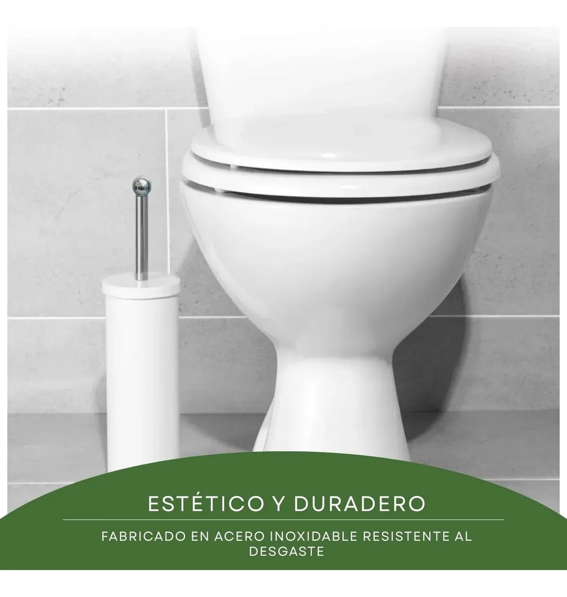 Escobilla Limpia Inodoro Baño Acero Blanco Mate Liso Calidad