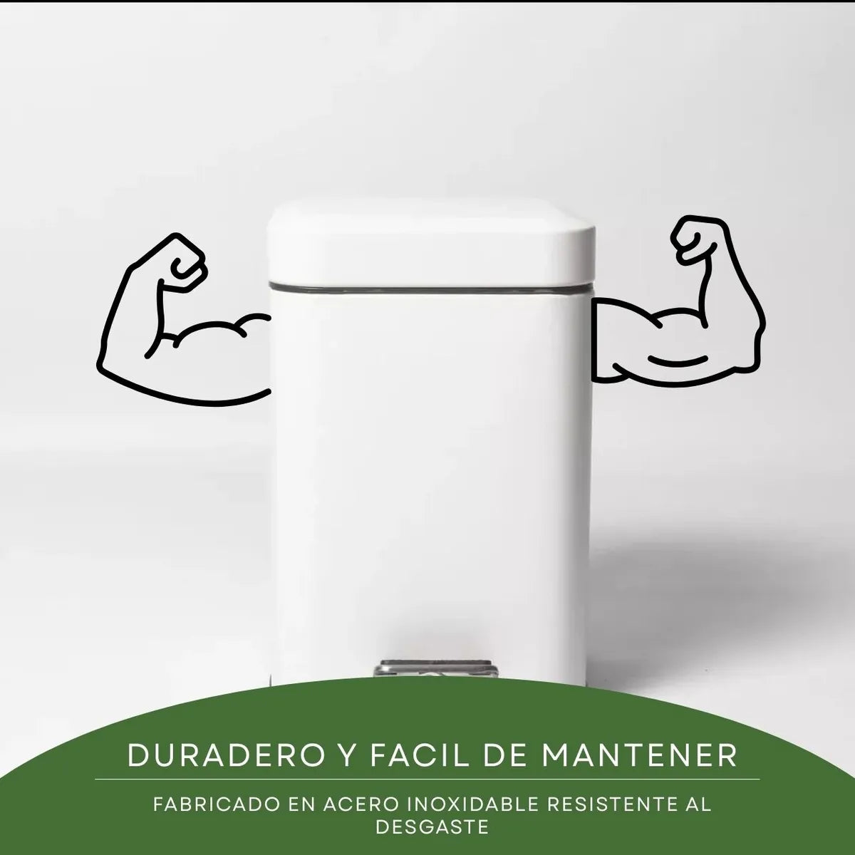 Papelera Tacho De Basura Cuadrado Blanco Acero A Pedal 3 Lts Blanco