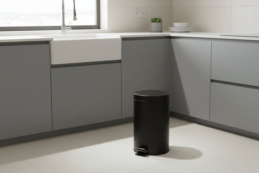 Cesto de Basura Acero Inoxidable Negro 20 Lts