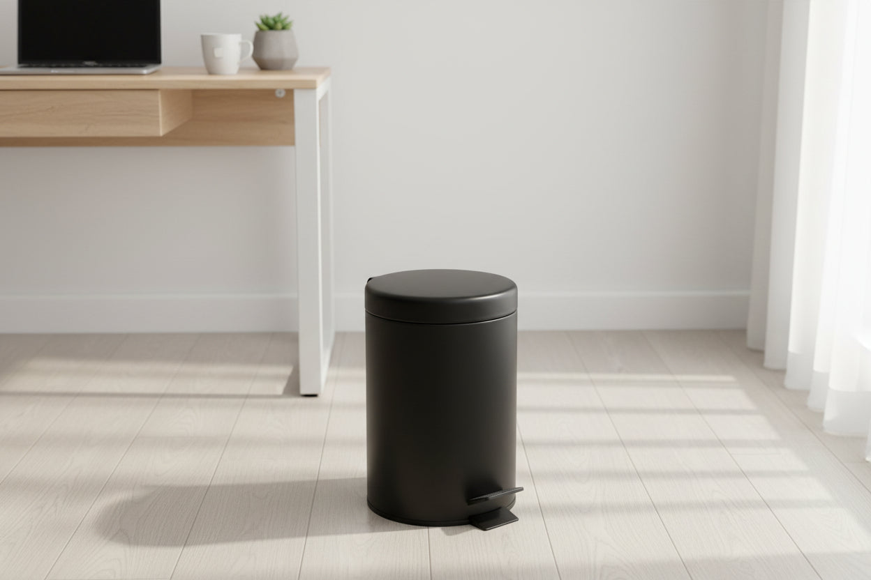 Cesto de Basura Acero Inoxidable Negro 5 Lts