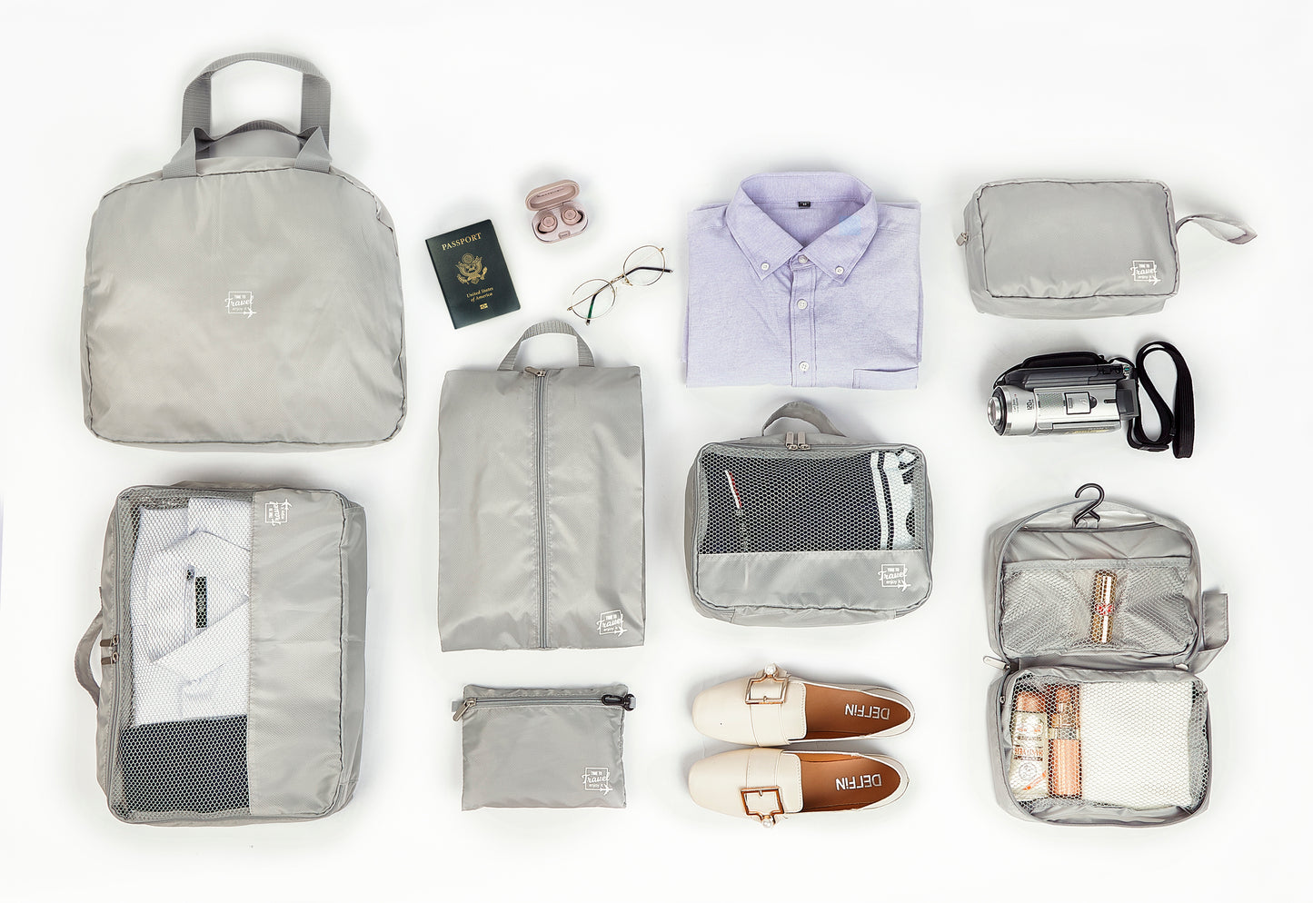Fundas Organizadoras De Viaje Gris Pack 5 Unidades