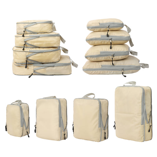 Fundas Organizadoras De Viaje Beige Pack 4 Unidades