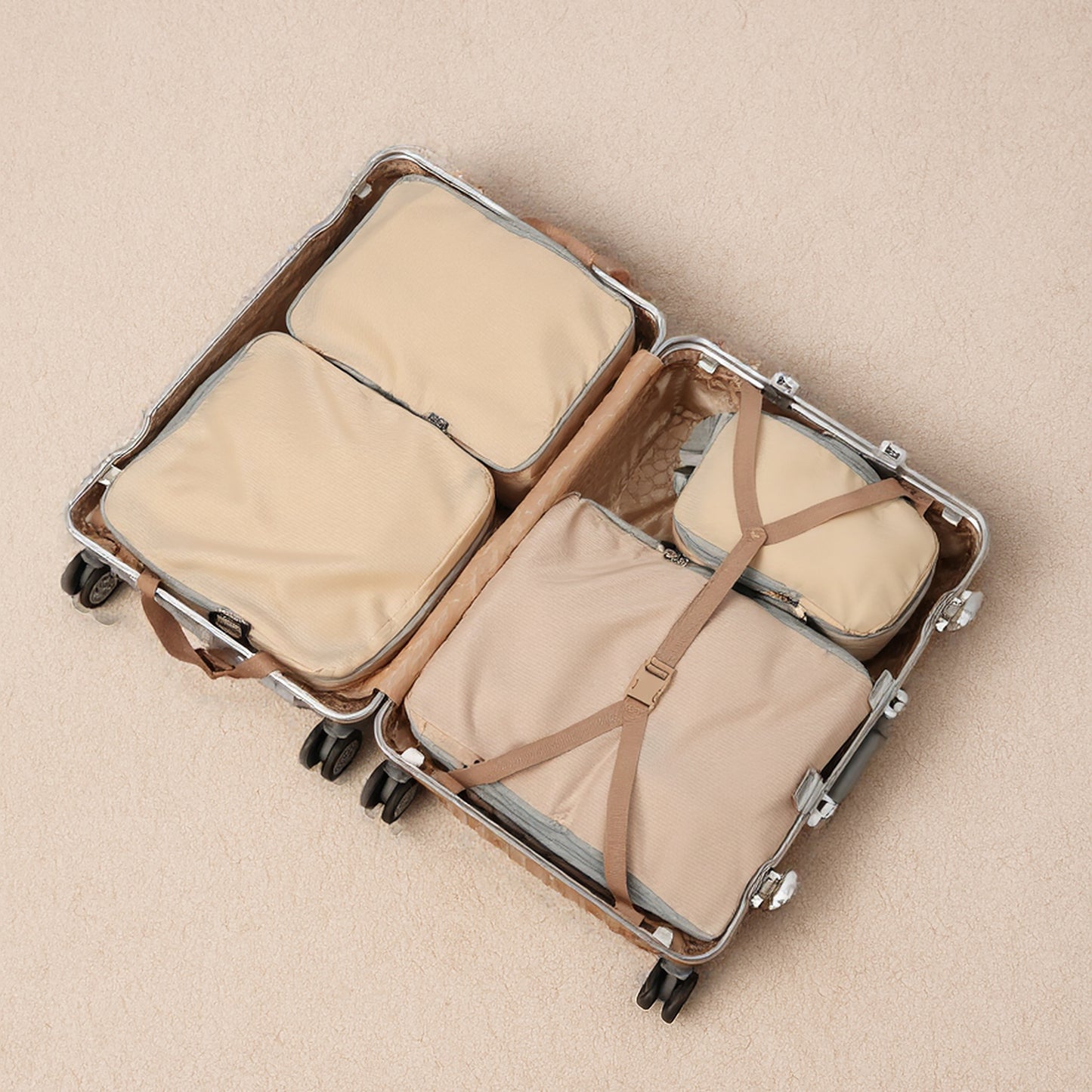 Fundas Organizadoras De Viaje Beige Pack 4 Unidades