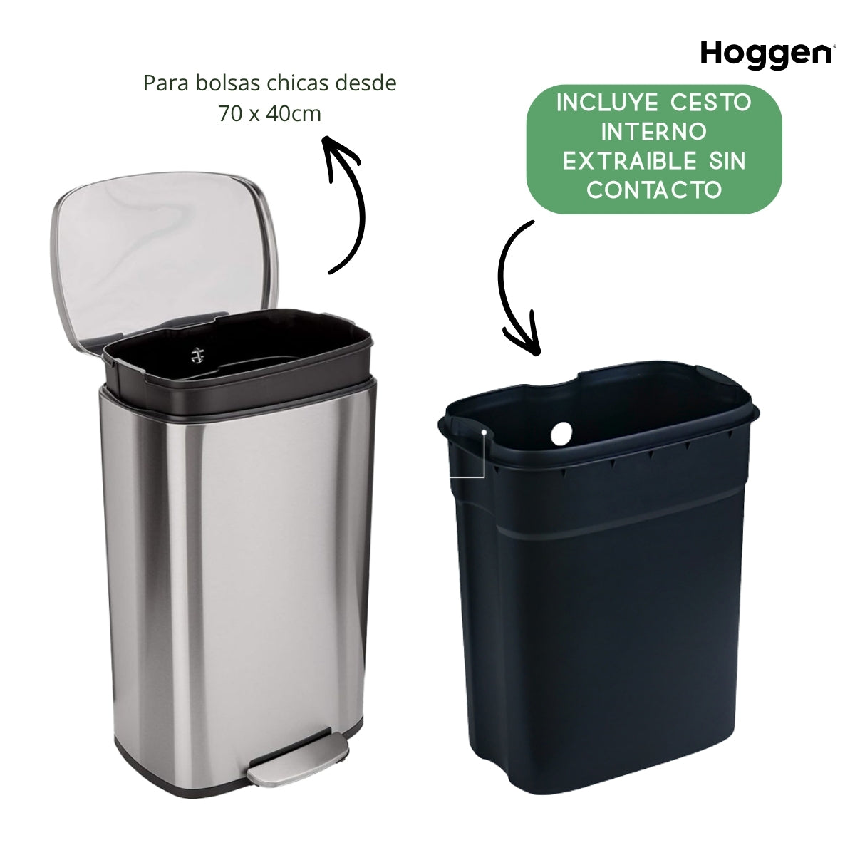 Tacho De Basura Acero Inoxidable Pedal 30 Lts