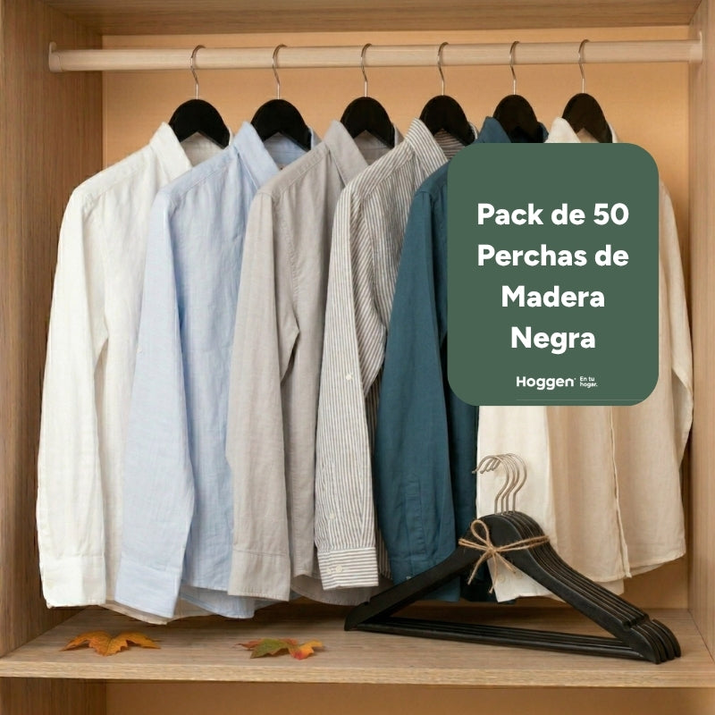 Perchas de Madera Negra x 50 Unidades