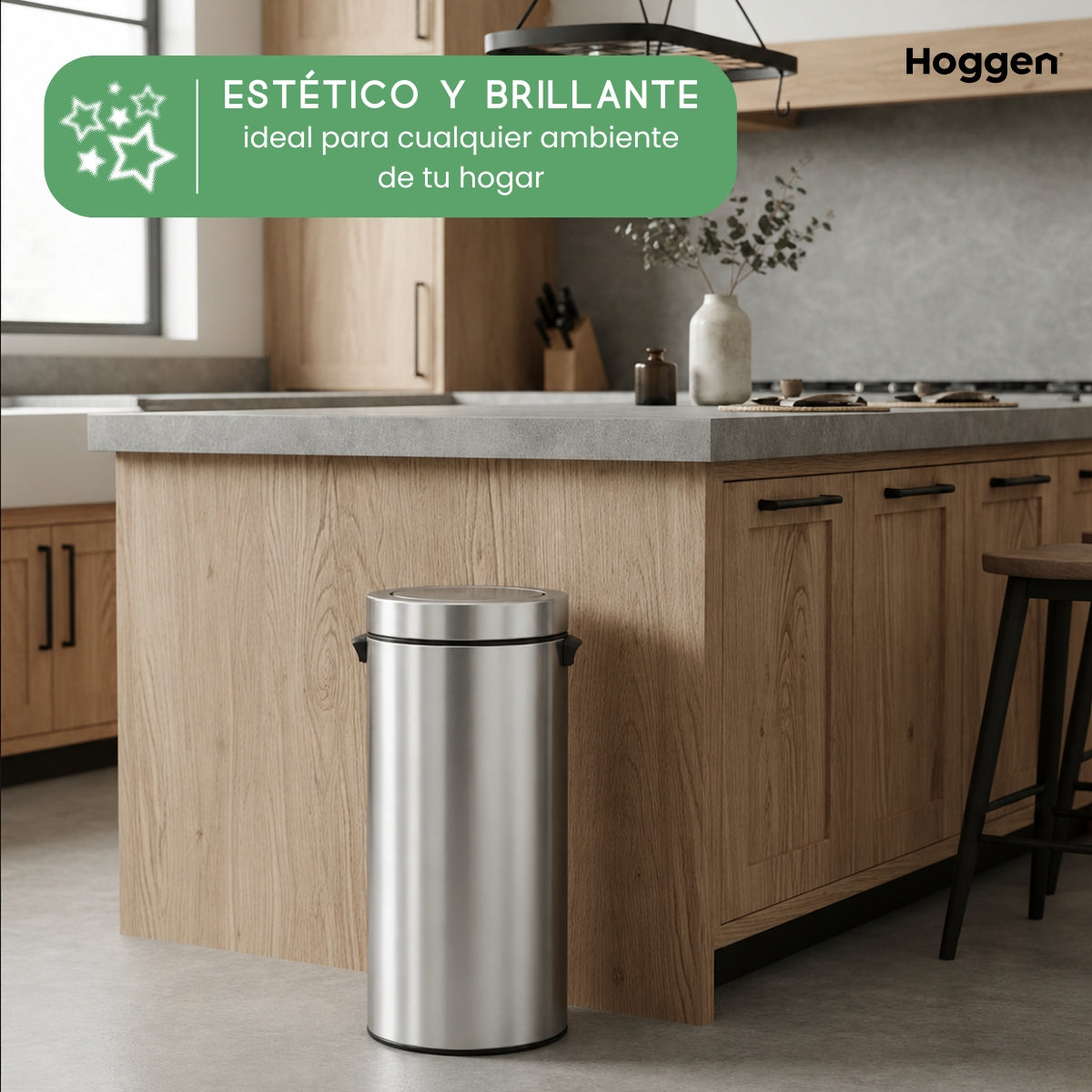 Cesto de Basura Acero Inoxidable Vaiven 40 Lts