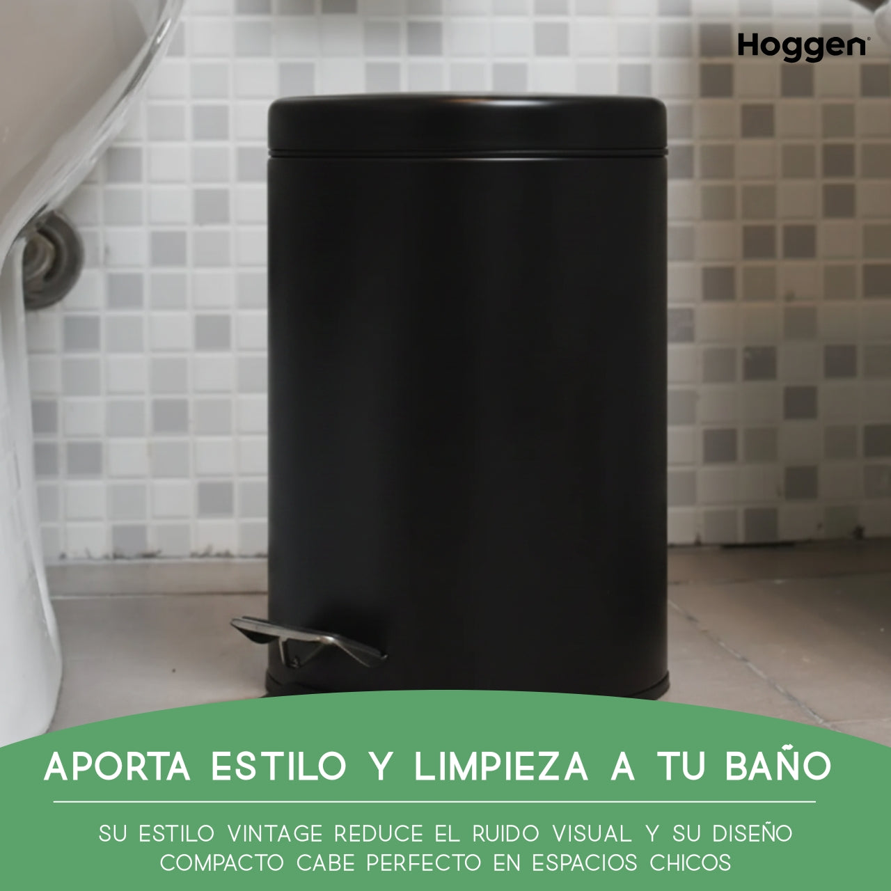 Cesto de Basura Redondo Acero Inoxidable Negro 3 Lts