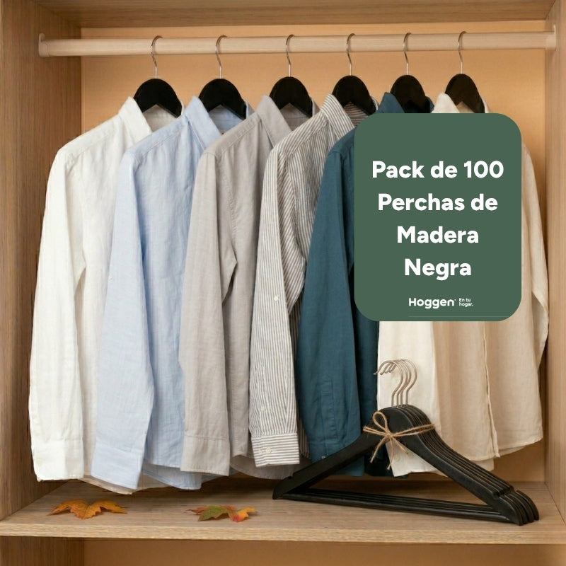 Perchas de Madera Negra x 100 Unidades