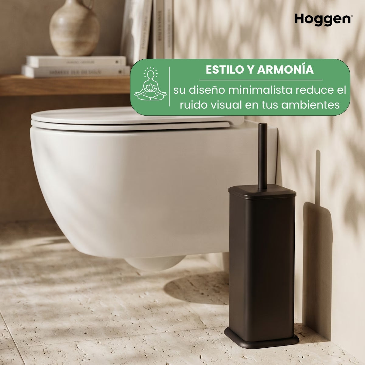 Escobilla cuadrada negro acero inoxidable con base