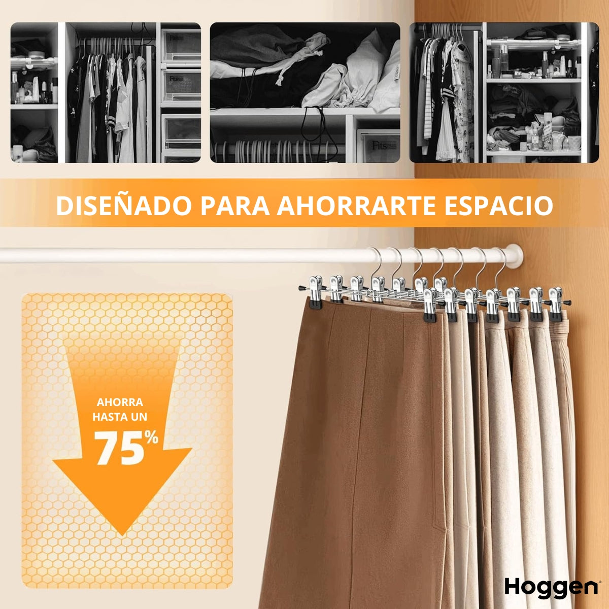 Perchas De Metal Reforzado con Broches Ajustables Pack x100
