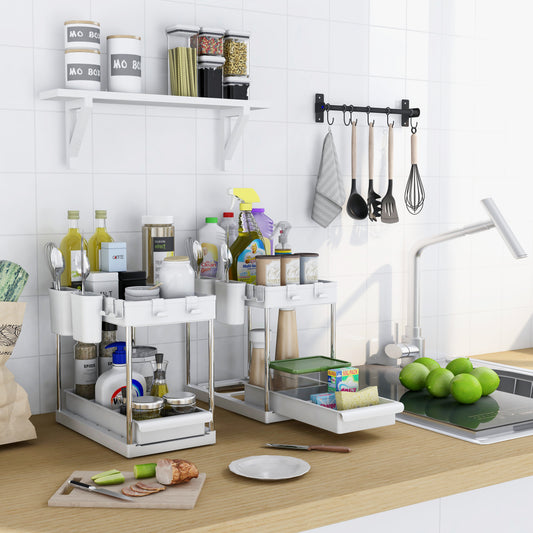Estante Organizador con Ganchos Blanco Pack X 2 Unidades