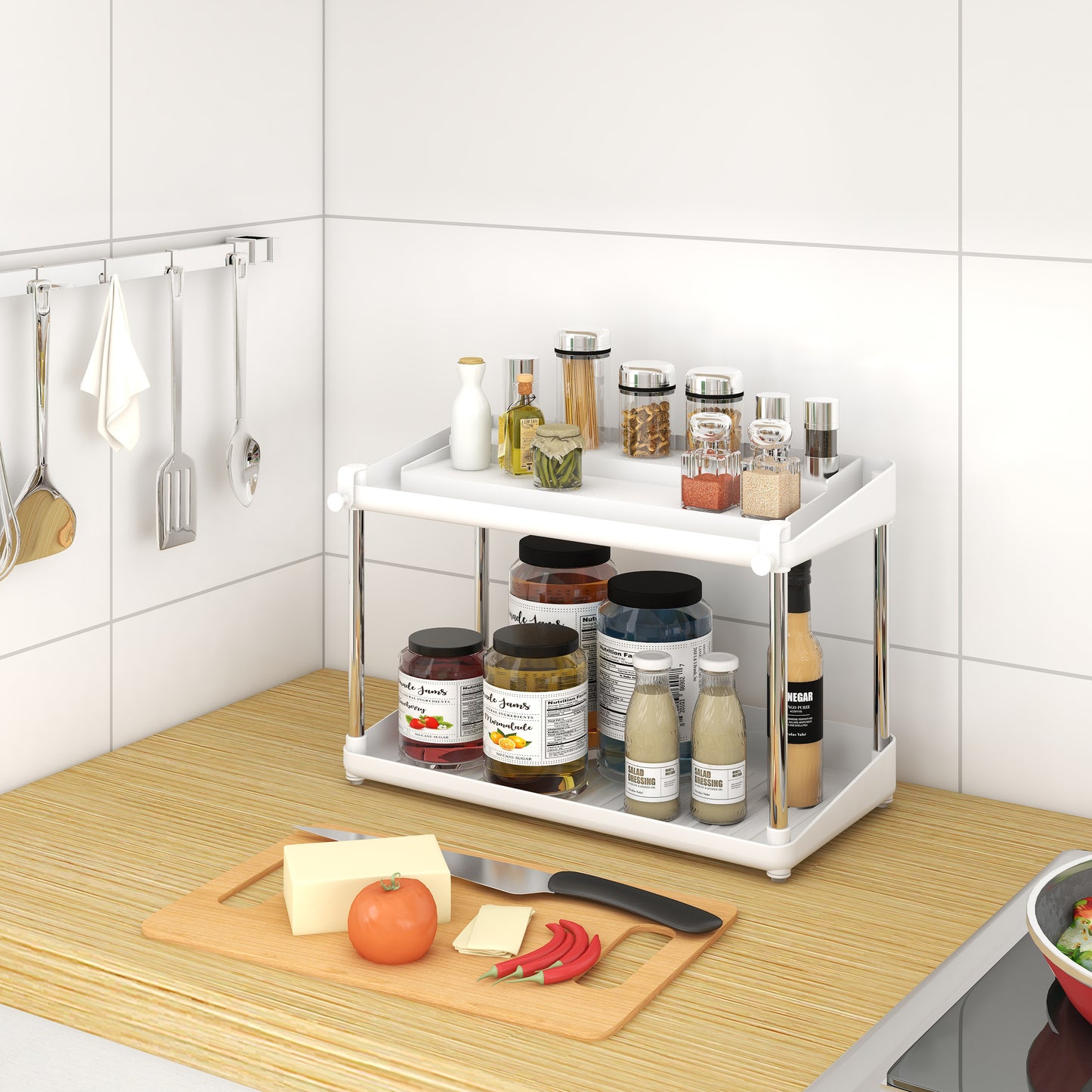 Estante Organizador Especiero Cajon Cocina 2 Niveles