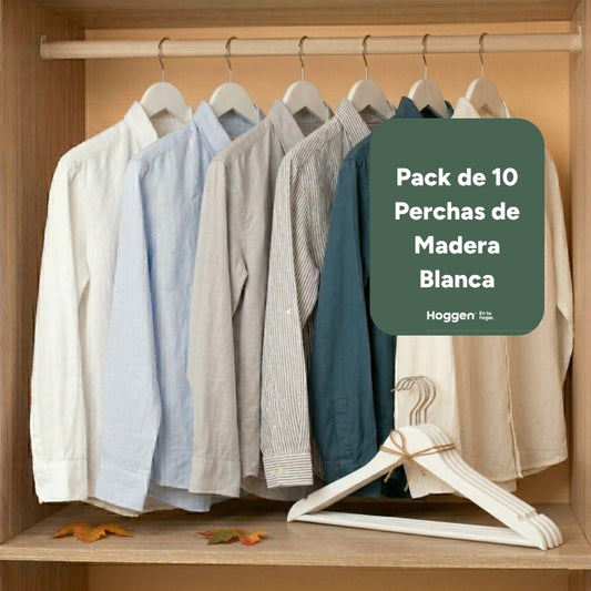 Perchas de Madera Blanca x 10 Unidades