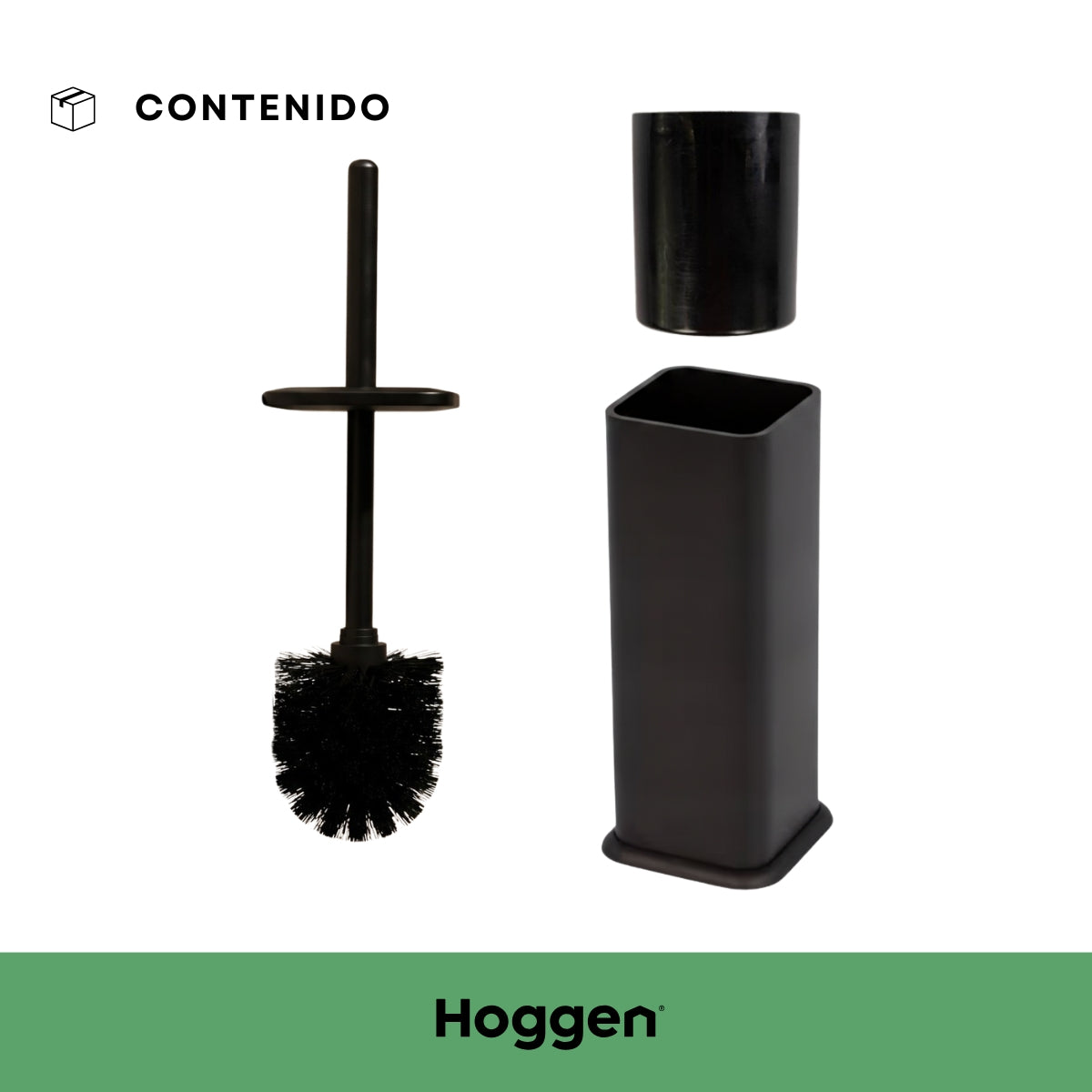 Escobilla cuadrada negro acero inoxidable con base