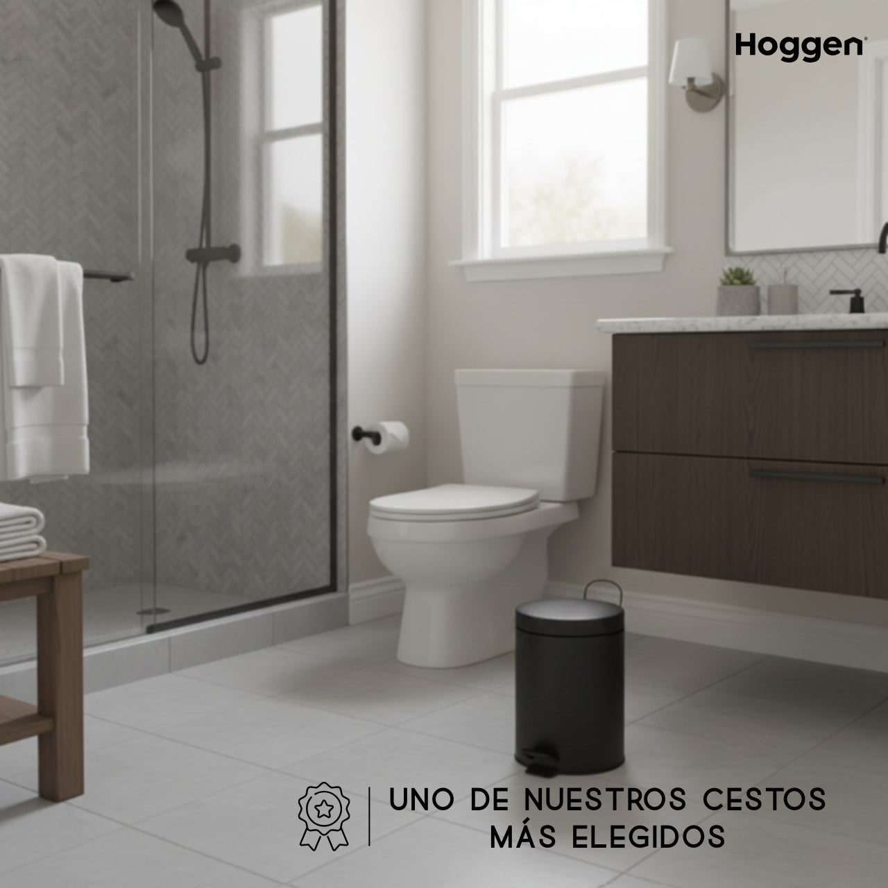 Cesto de Basura Redondo Acero Inoxidable Negro 3 Lts