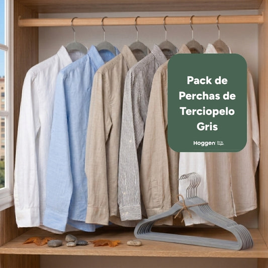 Perchas de Terciopelo Gris para Adultos X 10 Unidades
