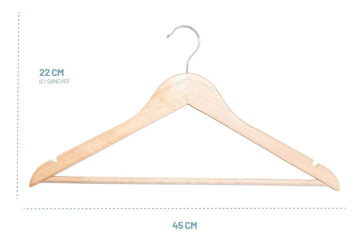 Perchas de Madera Natural x 20 Unidades