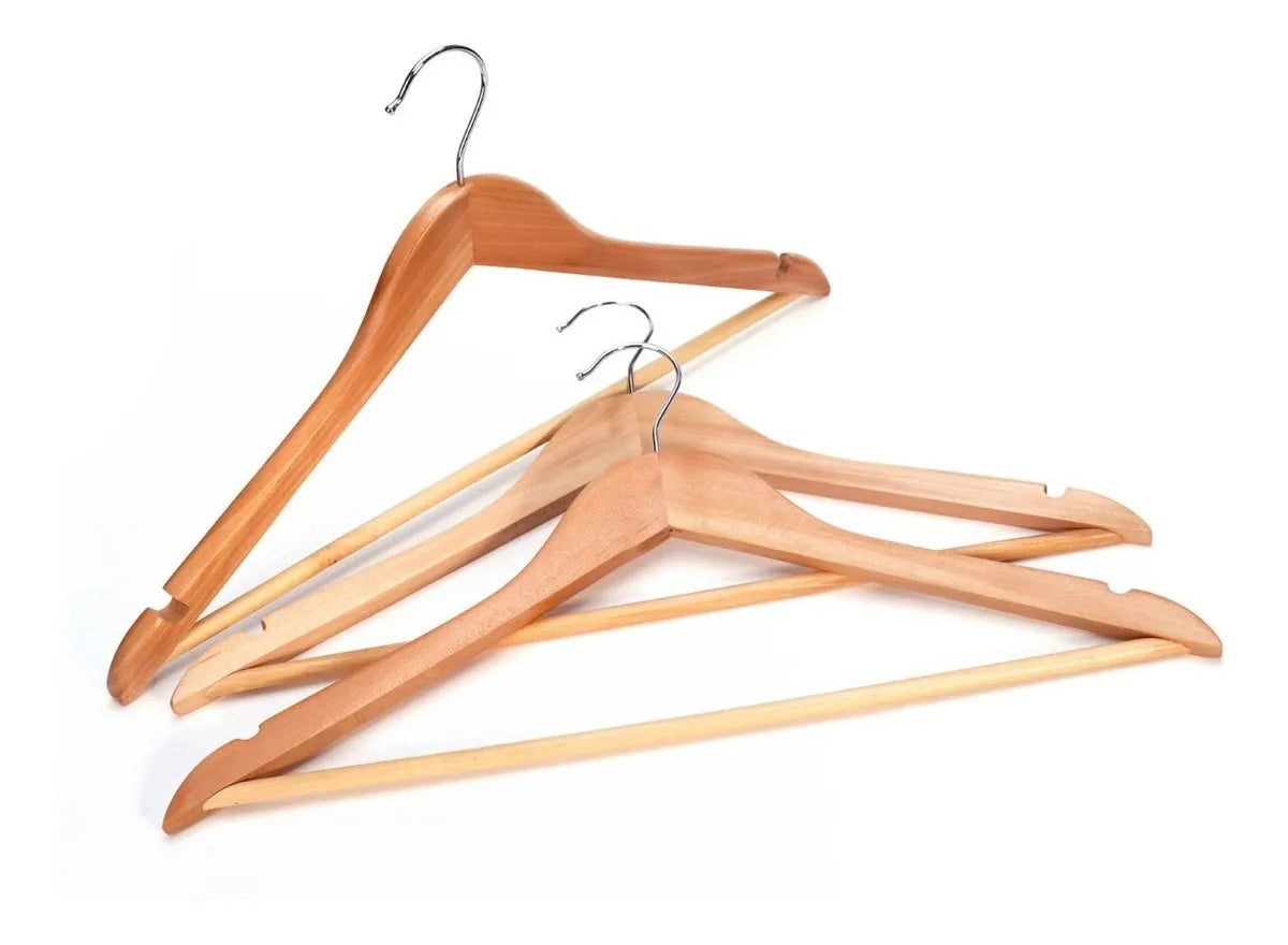 Perchas de Madera Natural x 20 Unidades