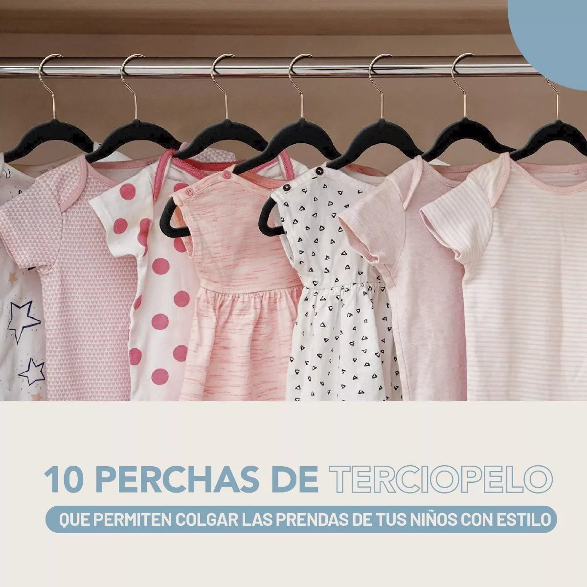 Perchas de Terciopelo Negra para Niños x 10 Unidades