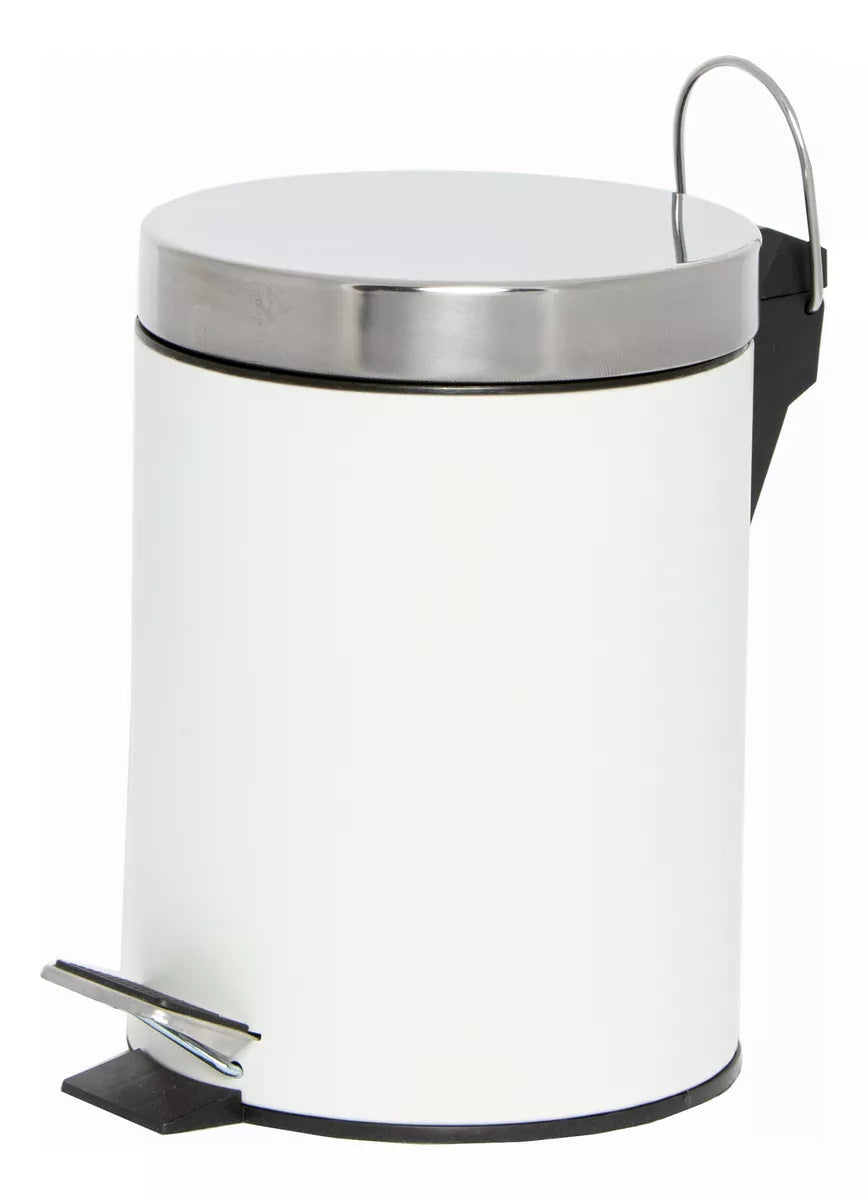 Cesto de Basura Redondo Acero Inoxidable Blanco 3 Lts