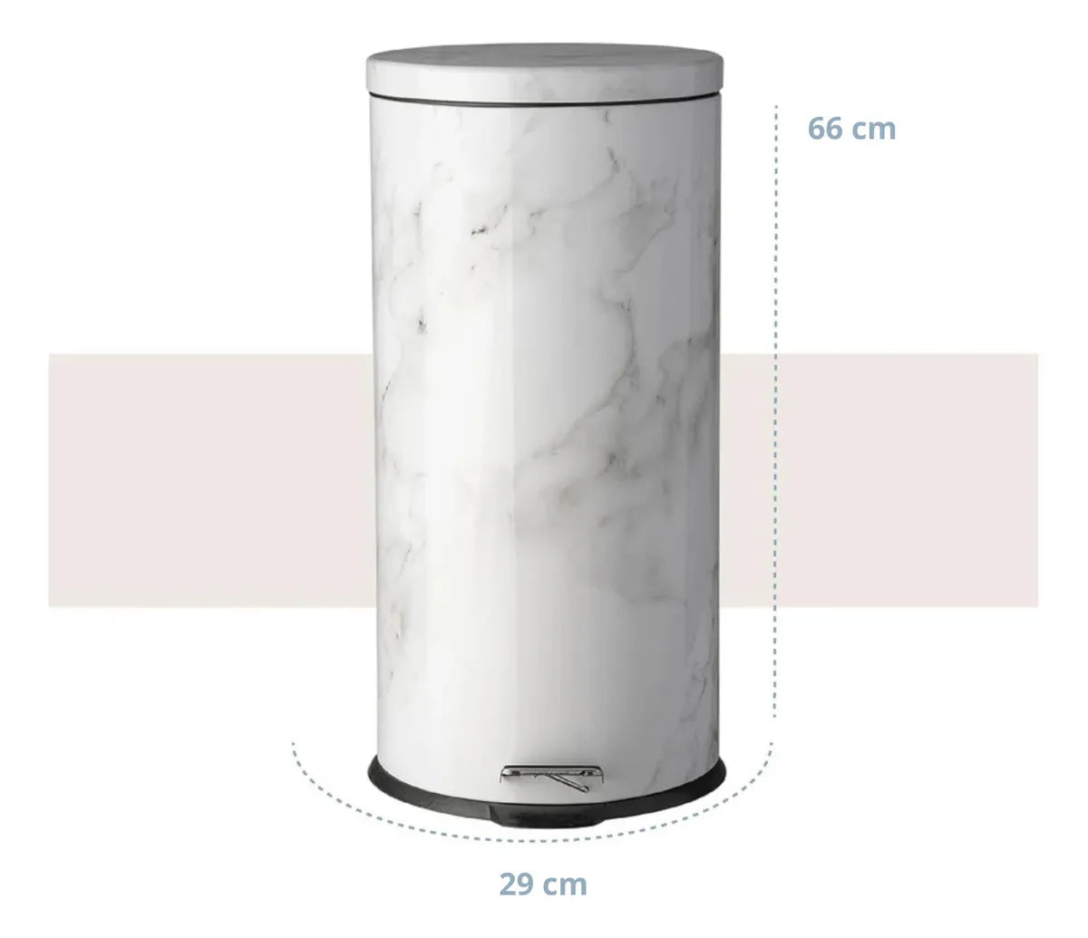 Papelera Tacho De Basura Pedal Baño Simil Marmol 30 Lts Blanco