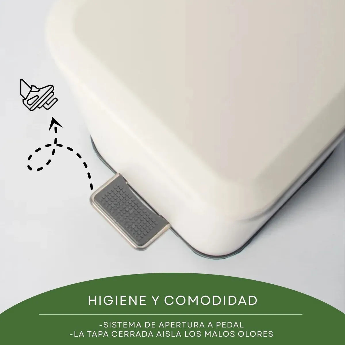 Papelera Tacho De Basura Cuadrado Blanco Acero A Pedal 3 Lts Blanco