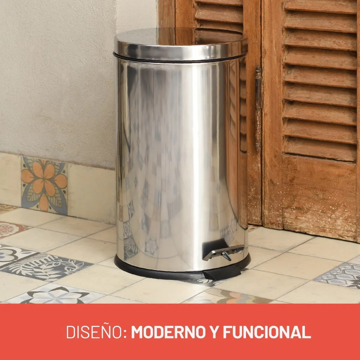 Papelera Con Pedal 12 Lts Acero Inox. Color Gris