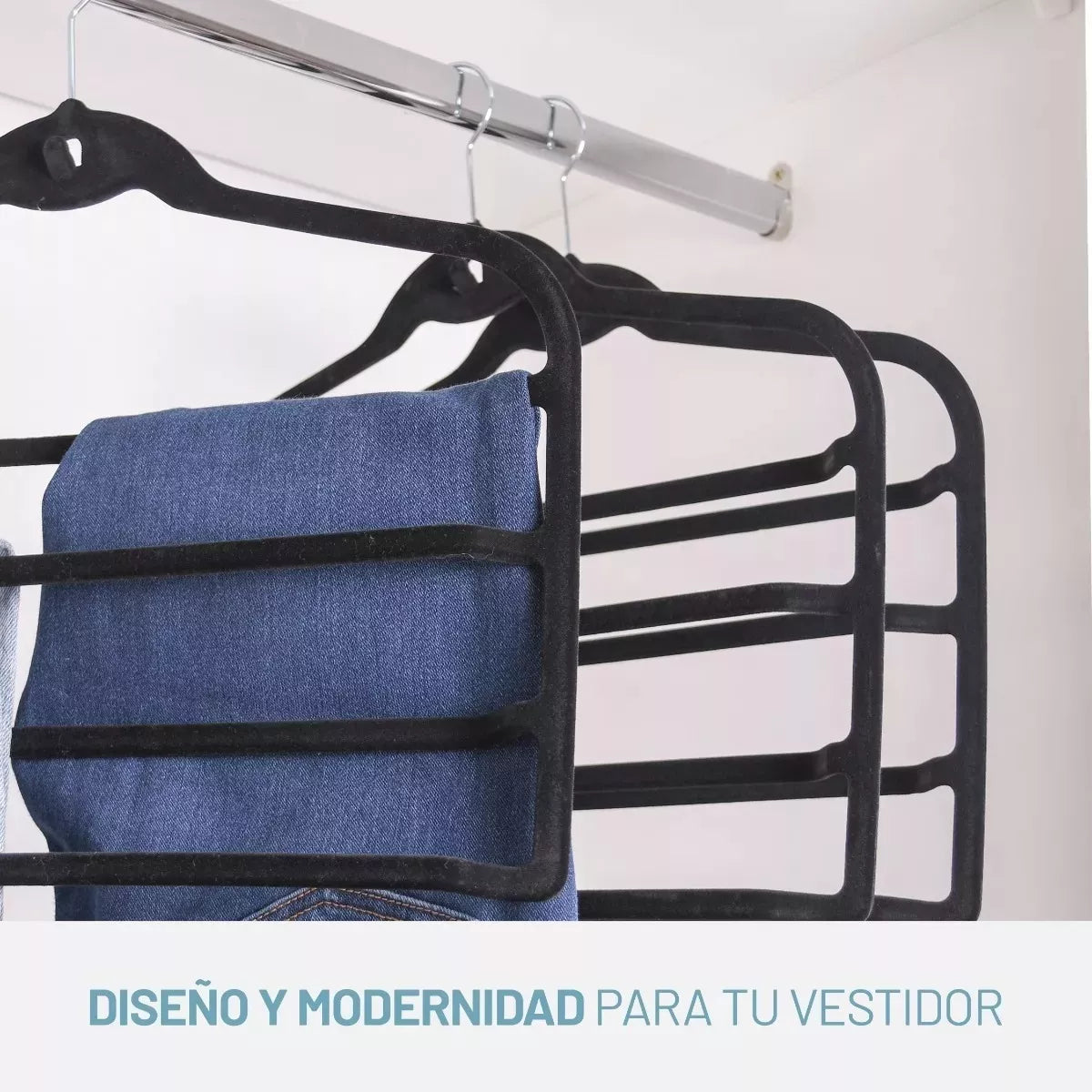 Percha terciopelo pantalonera negra