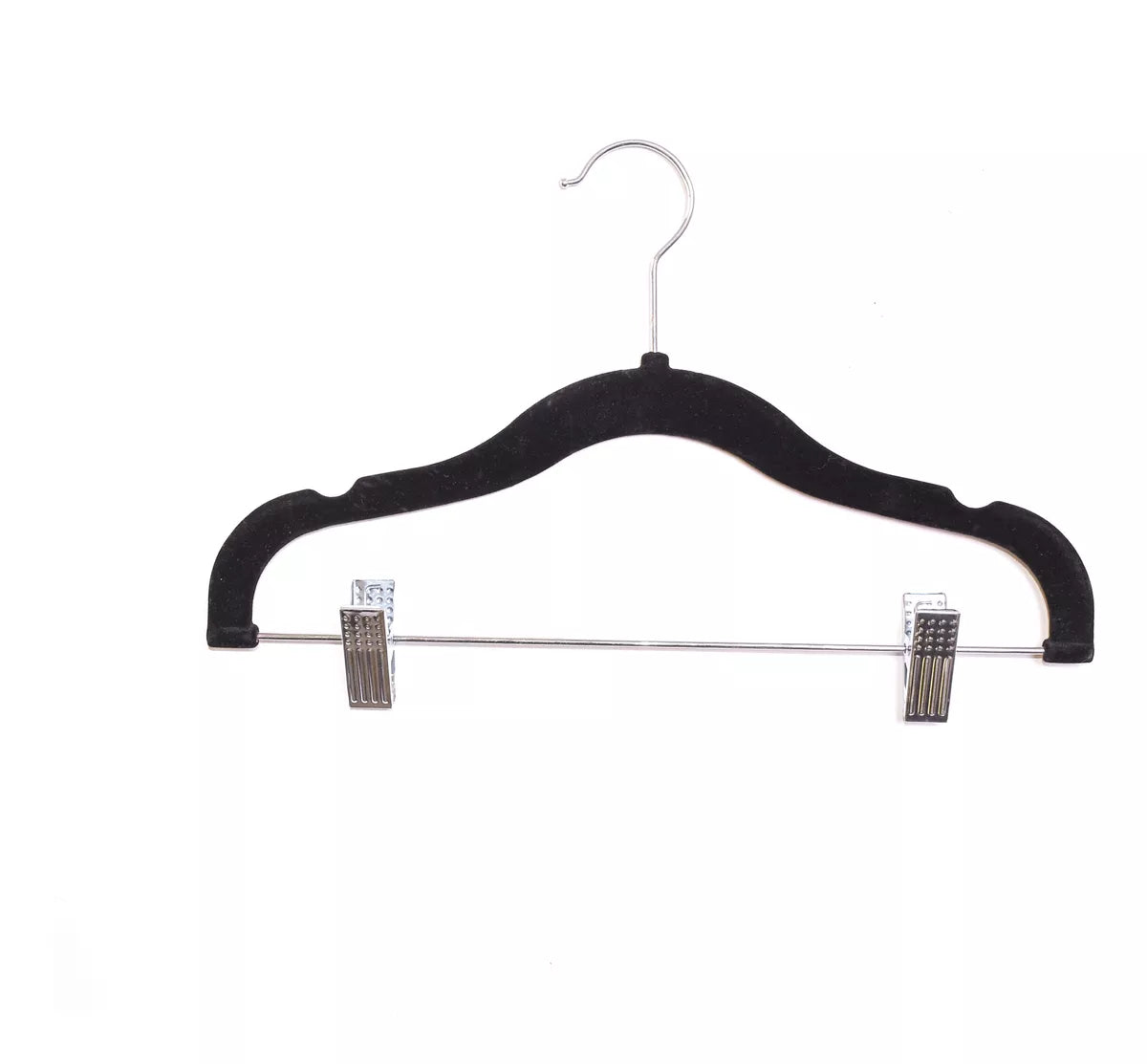 Perchas terciopelo adultos negra con clip x 10 unidades