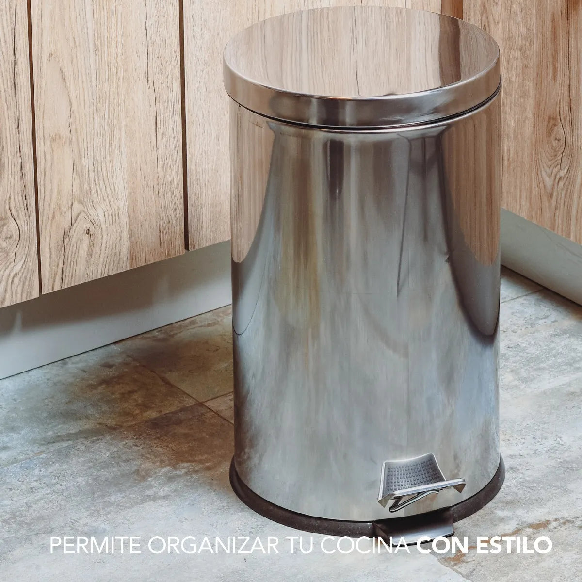 Papelera Con Pedal 12 Lts Acero Inox. Color Gris