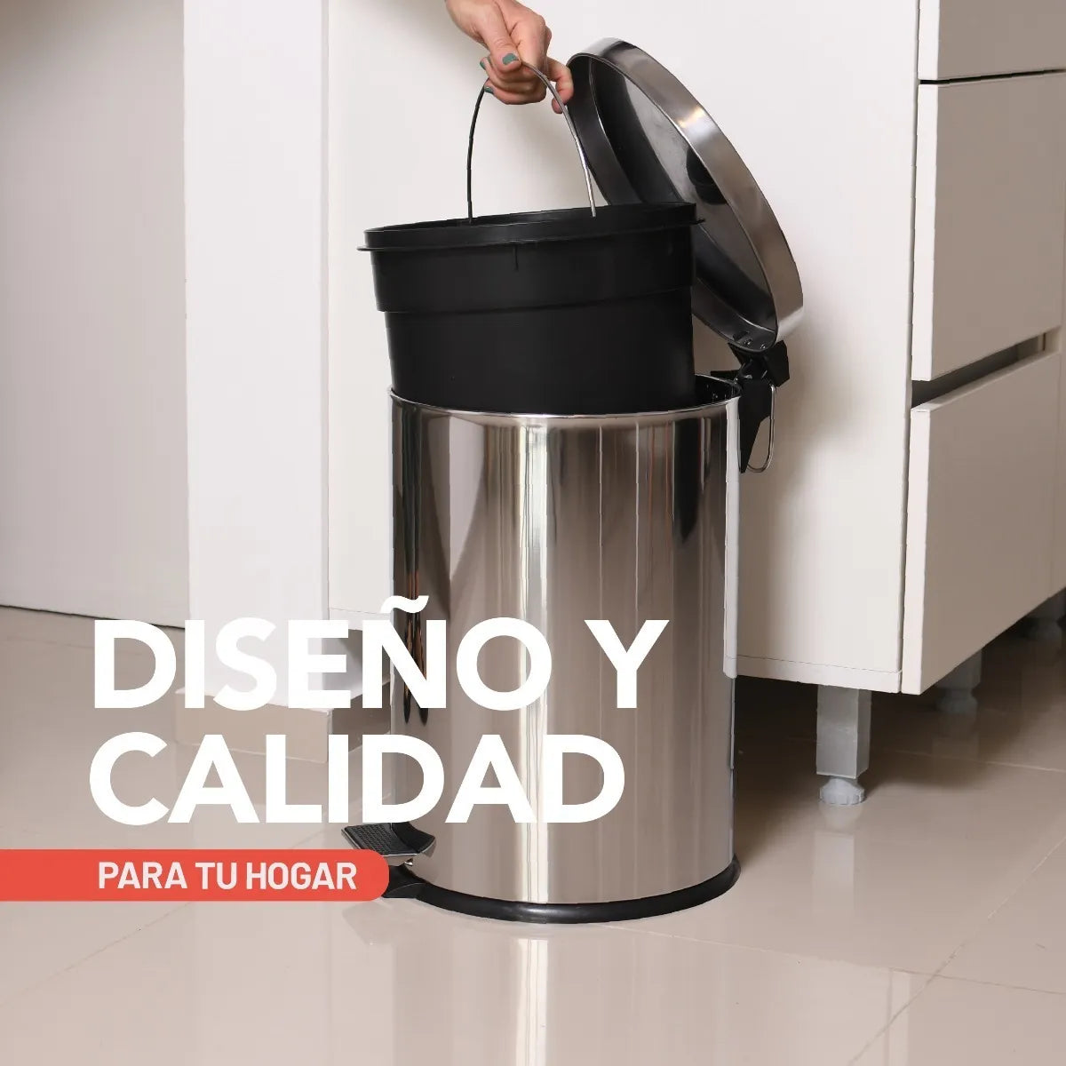 Papelera Con Pedal 12 Lts Acero Inox. Color Gris