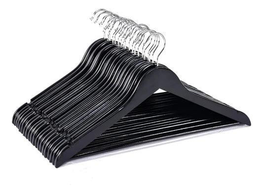 Perchas de Madera Premium x5 Negra