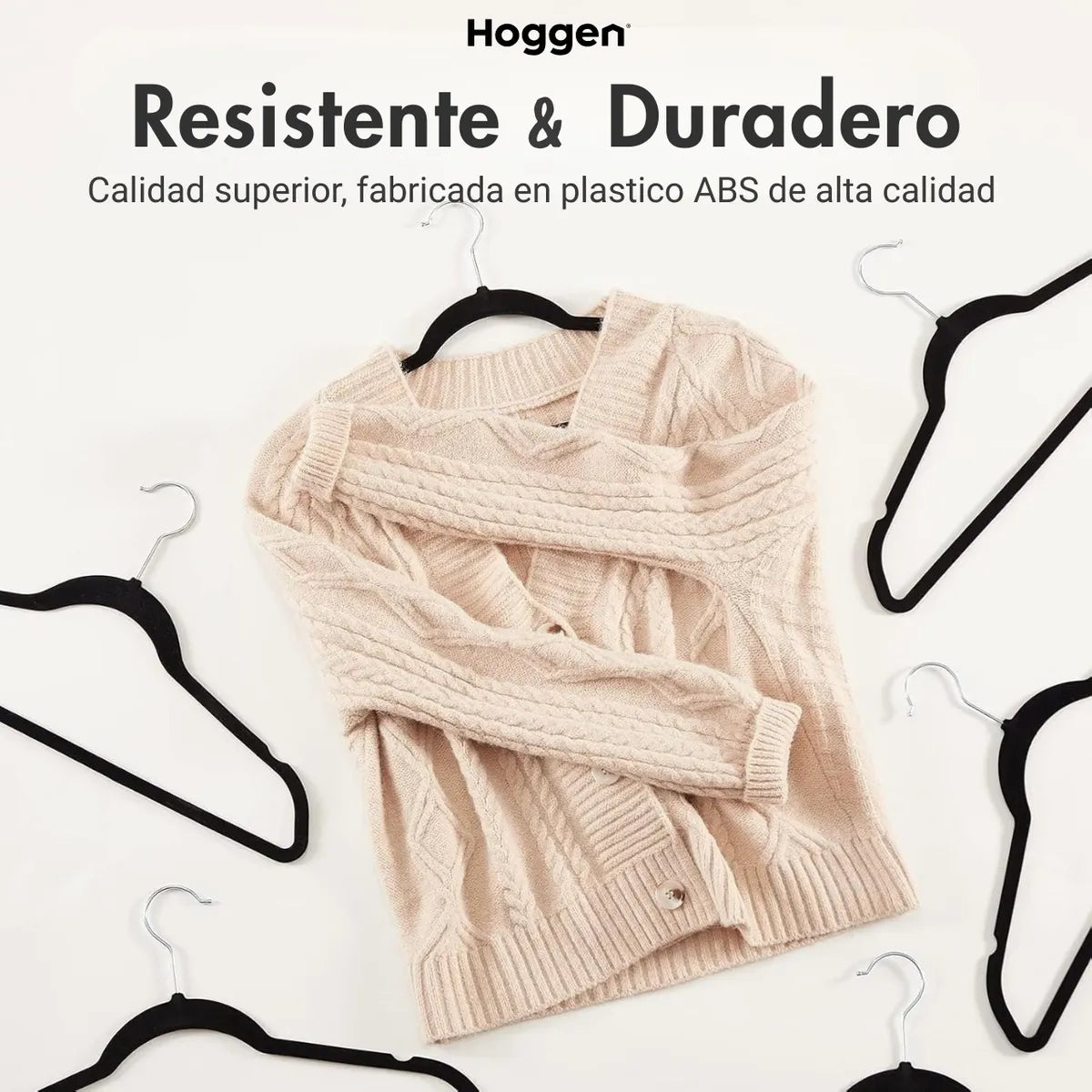 Perchas Terciopelo Adultos Antideslizante Negras X 10 Unidades