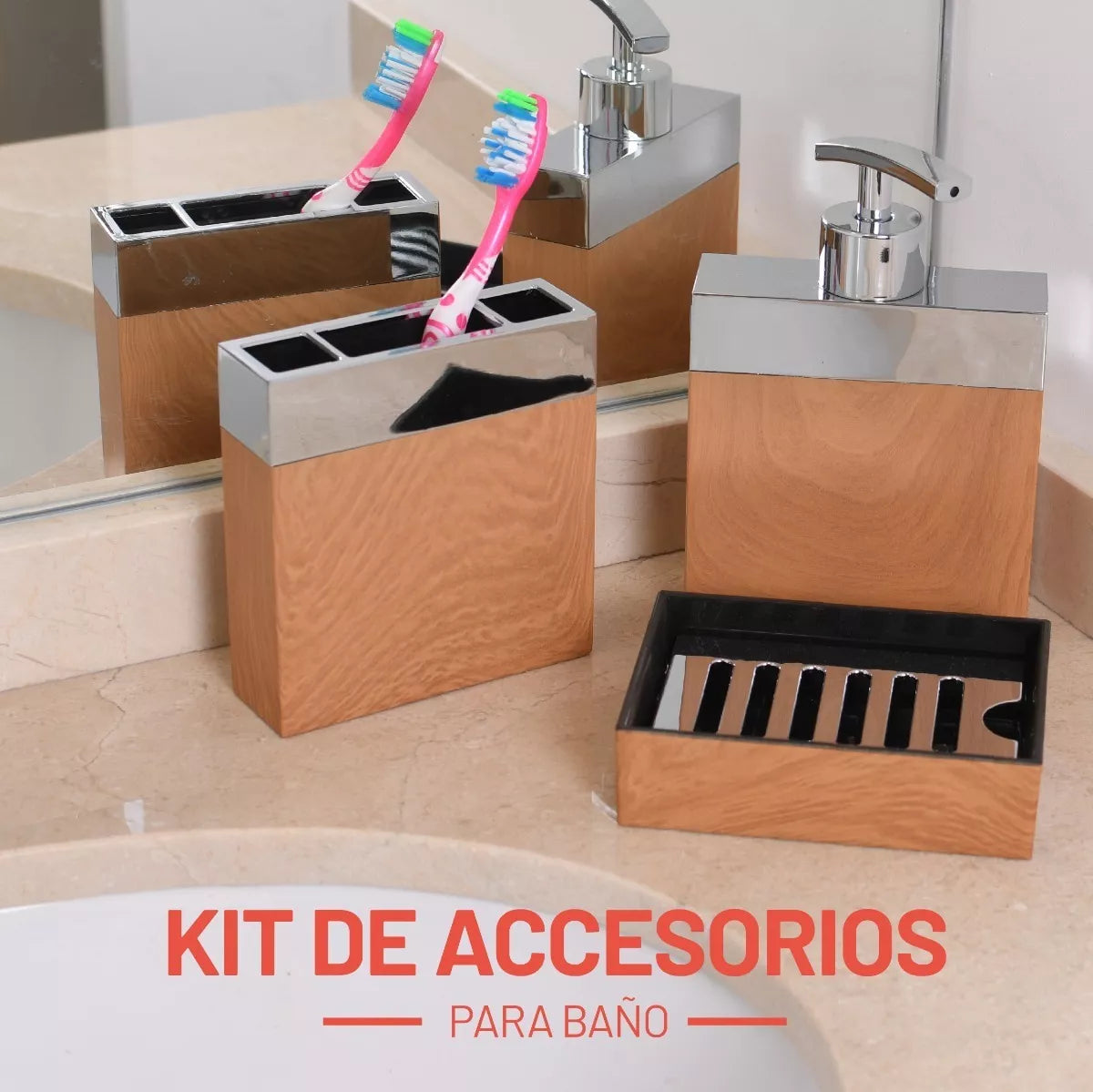 Kit para baño Simil Madera