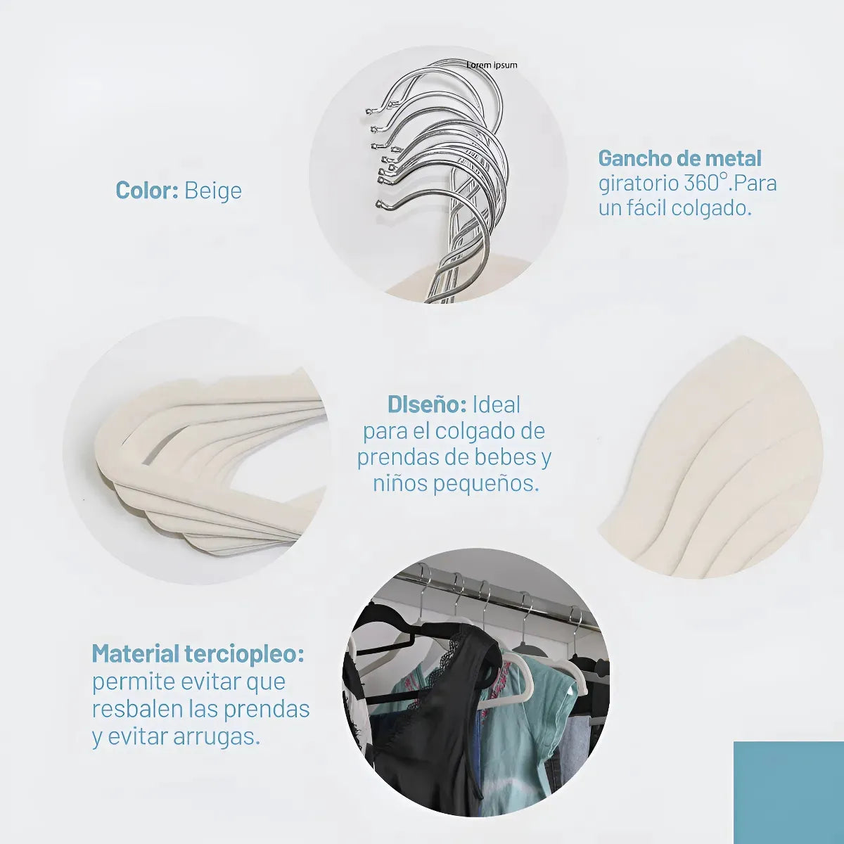 Perchas Terciopelo X10 Antideslizante Bebe