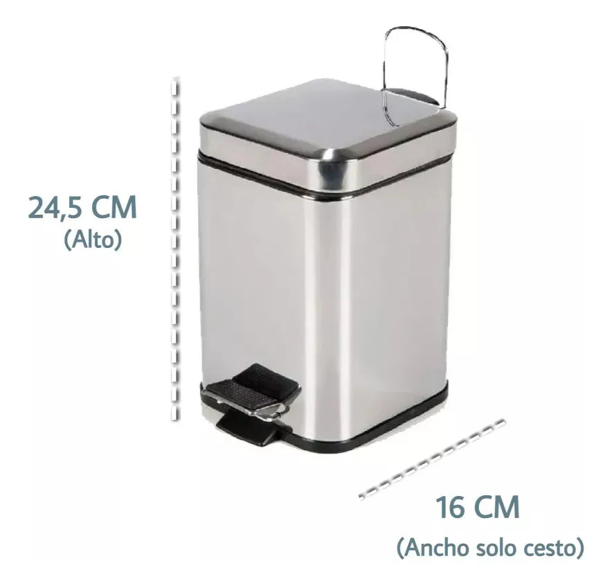 Cesto Tacho De Basura Acero Inoxidable 3 Lts Baño Cocina Oficina