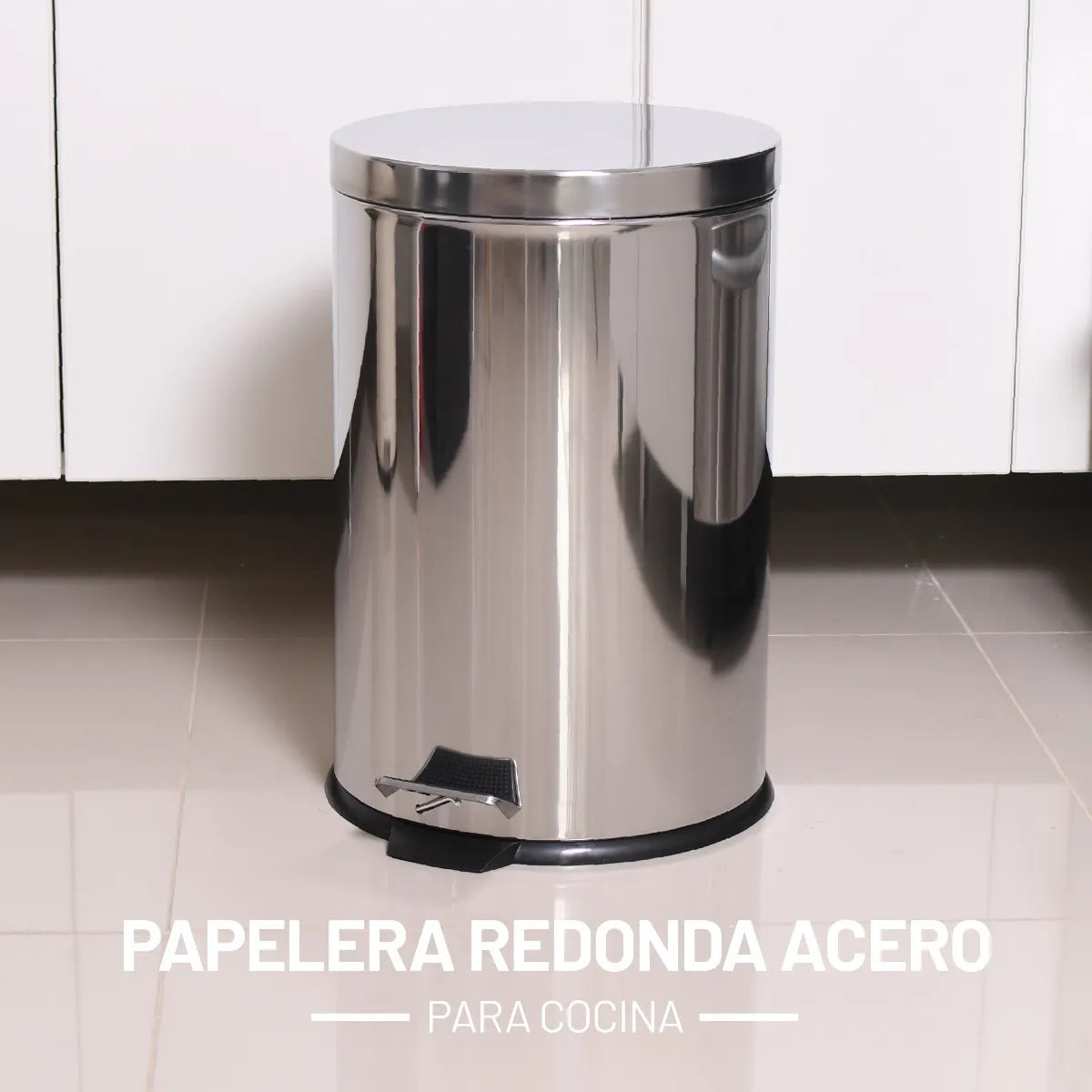 Papelera Con Pedal 12 Lts Acero Inox. Color Gris