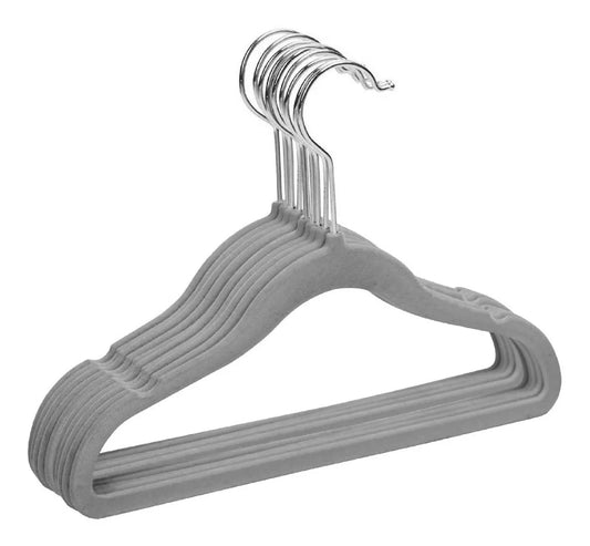 Perchas Terciopelo Kids Gris Niños Antideslizante X 10 Unidades