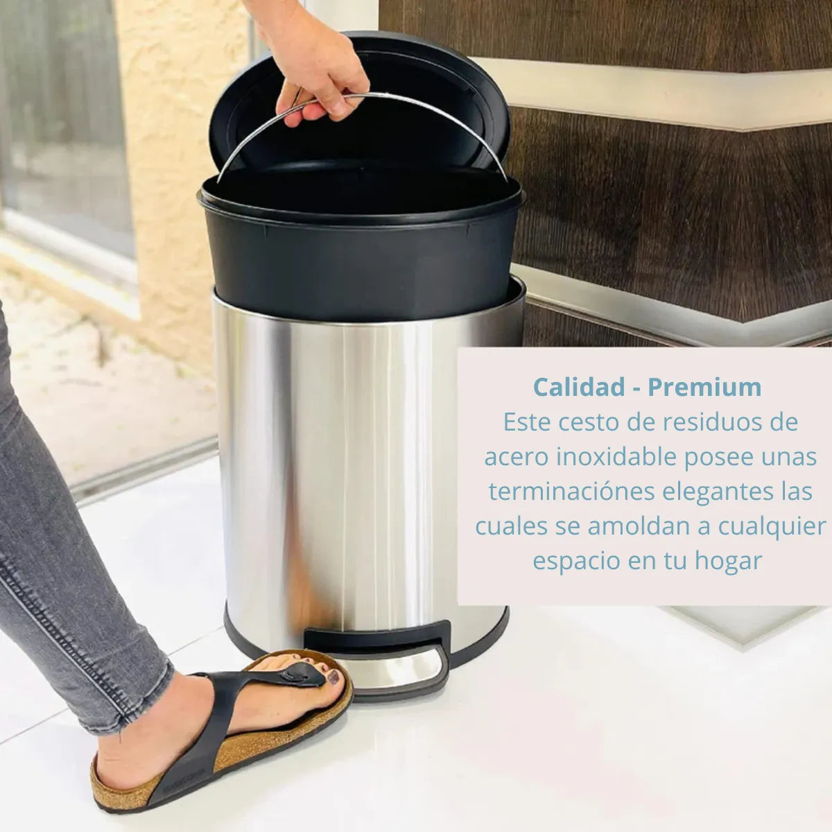 Cesto De Residuos A Pedal Ovalado Acero Inoxidable 20 Lts Cierre Suave