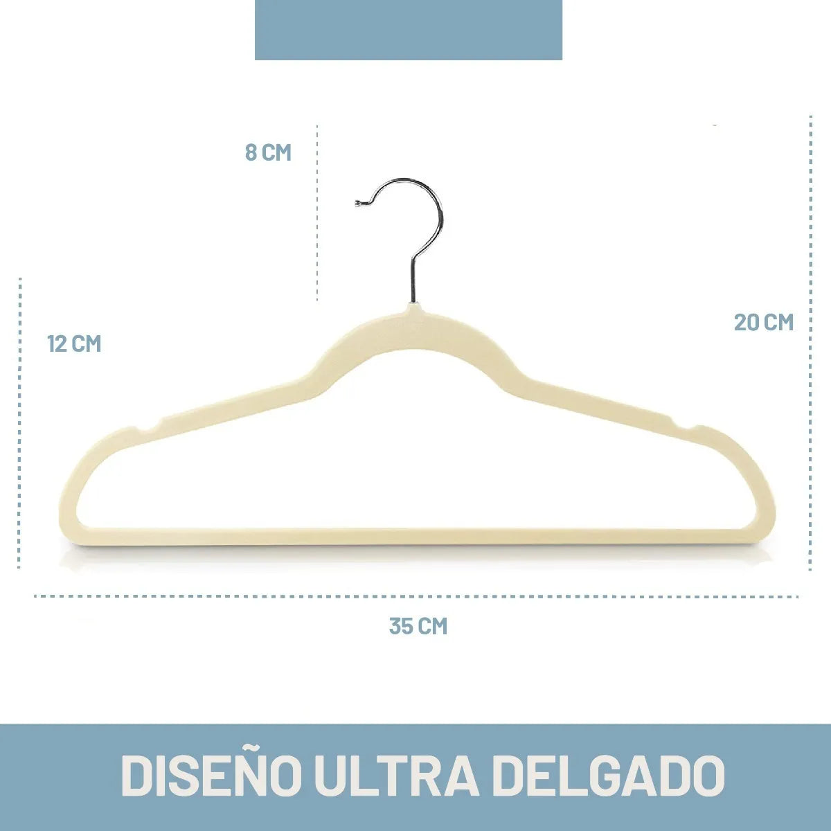 Perchas Terciopelo Kids Beige Niños Antideslizante X 10 Unidades