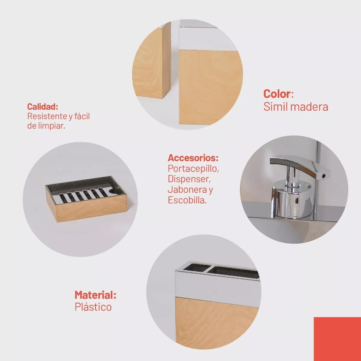 Kit para baño Simil Madera