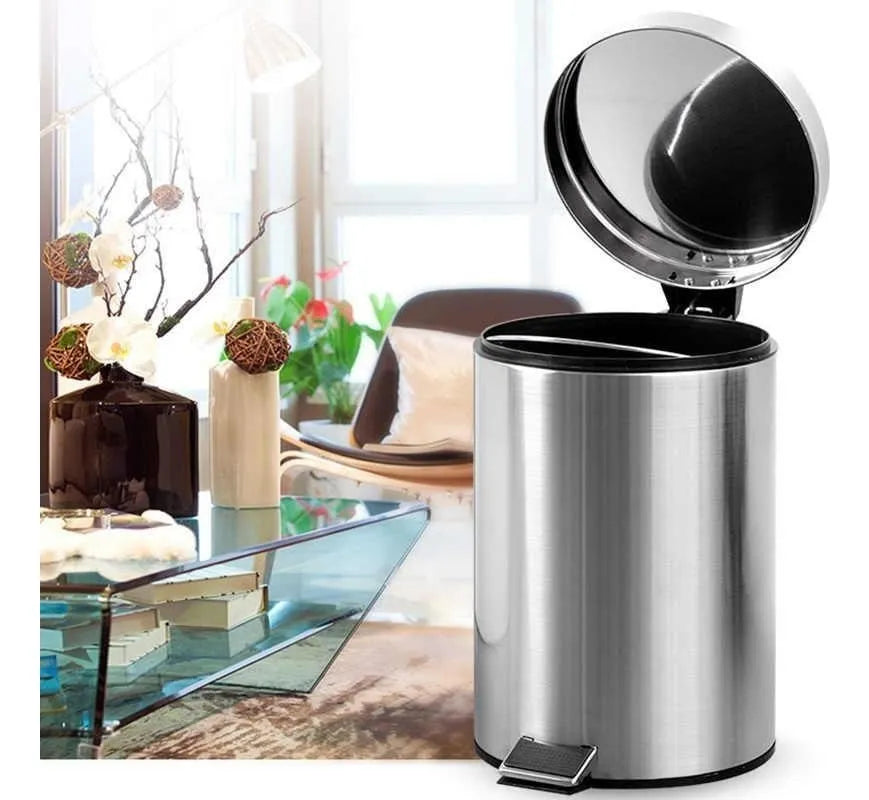 Papelera Con Pedal 12 Lts Acero Inox. Color Gris